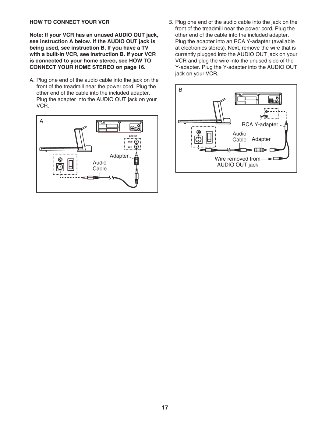 ProForm 445i, PFTL413040 user manual HOW to Connect Your VCR, Adapter Audio Cable 