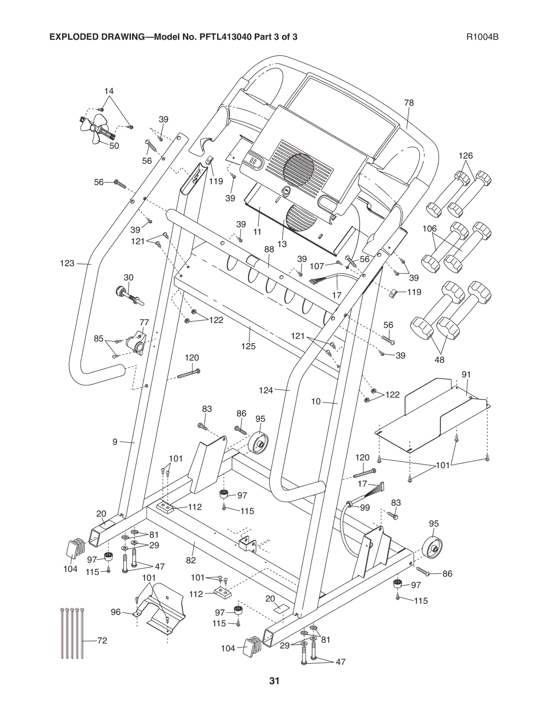 ProForm 445i user manual Exploded DRAWING-Model No. PFTL413040 Part 3 R1004B 