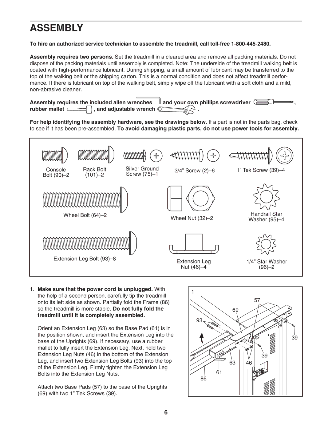 ProForm PFTL43205.1 user manual Assembly 