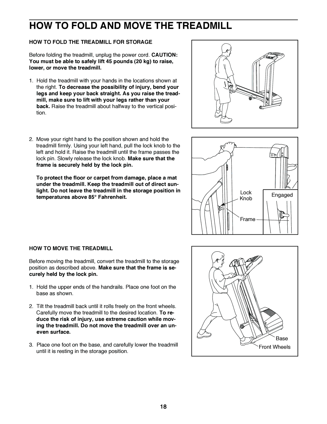 ProForm PFTL49020 HOW to Fold and Move the Treadmill, HOW to Fold the Treadmill for Storage, HOW to Move the Treadmill 