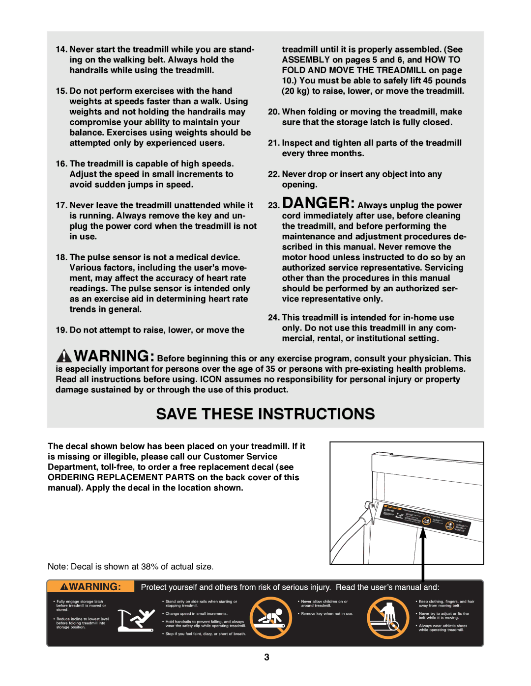 ProForm PFTL49100 user manual 