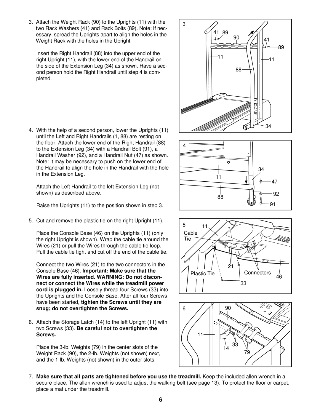 ProForm PFTL49101 user manual Console Base 46. Important Make sure that, Two Screws 33. Be careful not to overtighten 