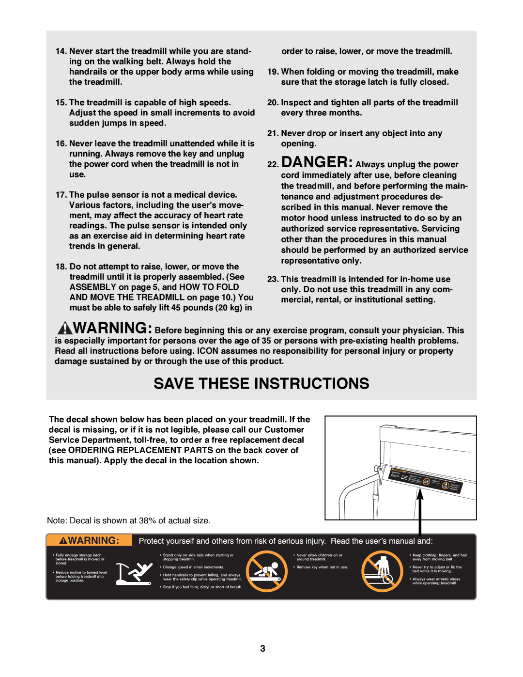 ProForm PFTL49400 user manual 