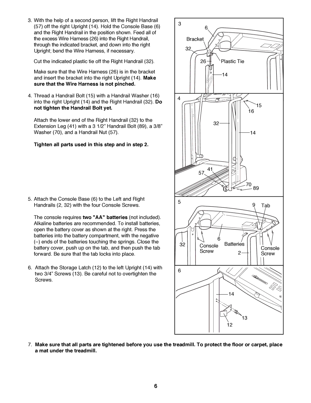 ProForm PFTL49400 user manual Tighten all parts used in this step and in step 