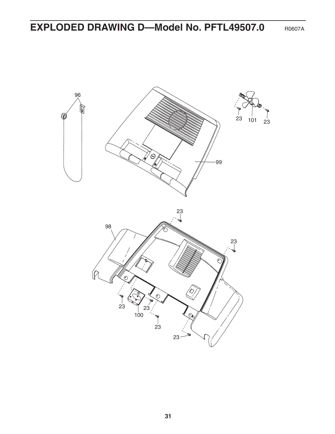 ProForm user manual Exploded Drawing D-Model No. PFTL49507.0 R0607A 