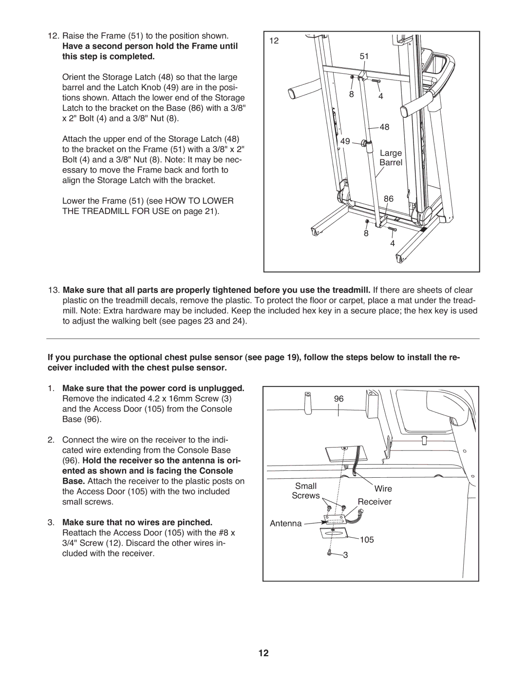 ProForm PFTL49609.0 user manual Make sure that no wires are pinched 