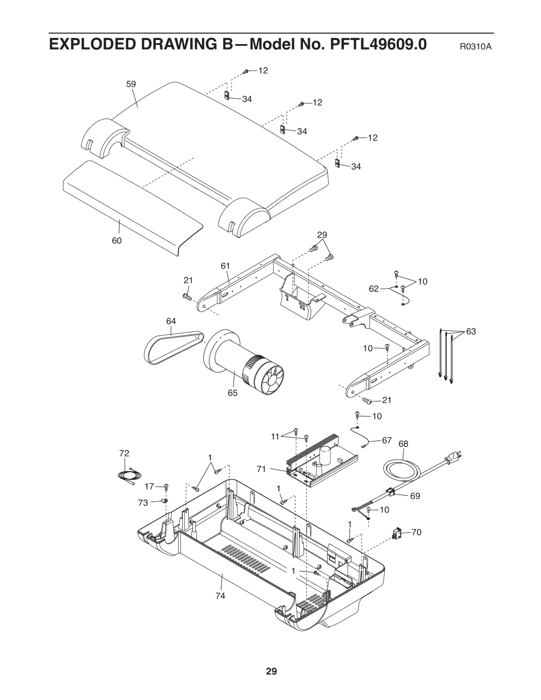 ProForm user manual Exploded Drawing B-Model No. PFTL49609.0 