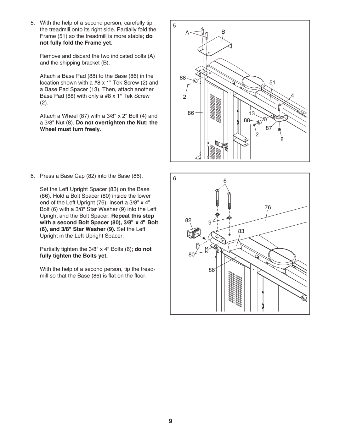 ProForm PFTL49609.0 user manual Wheel must turn freely 