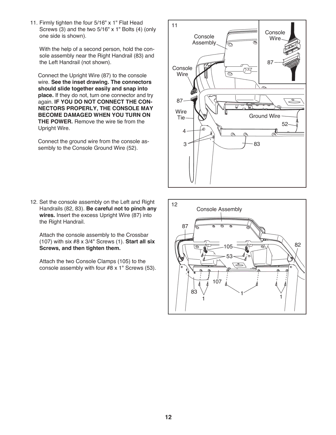 ProForm PFTL49621.0 warranty Screws, and then tighten them 