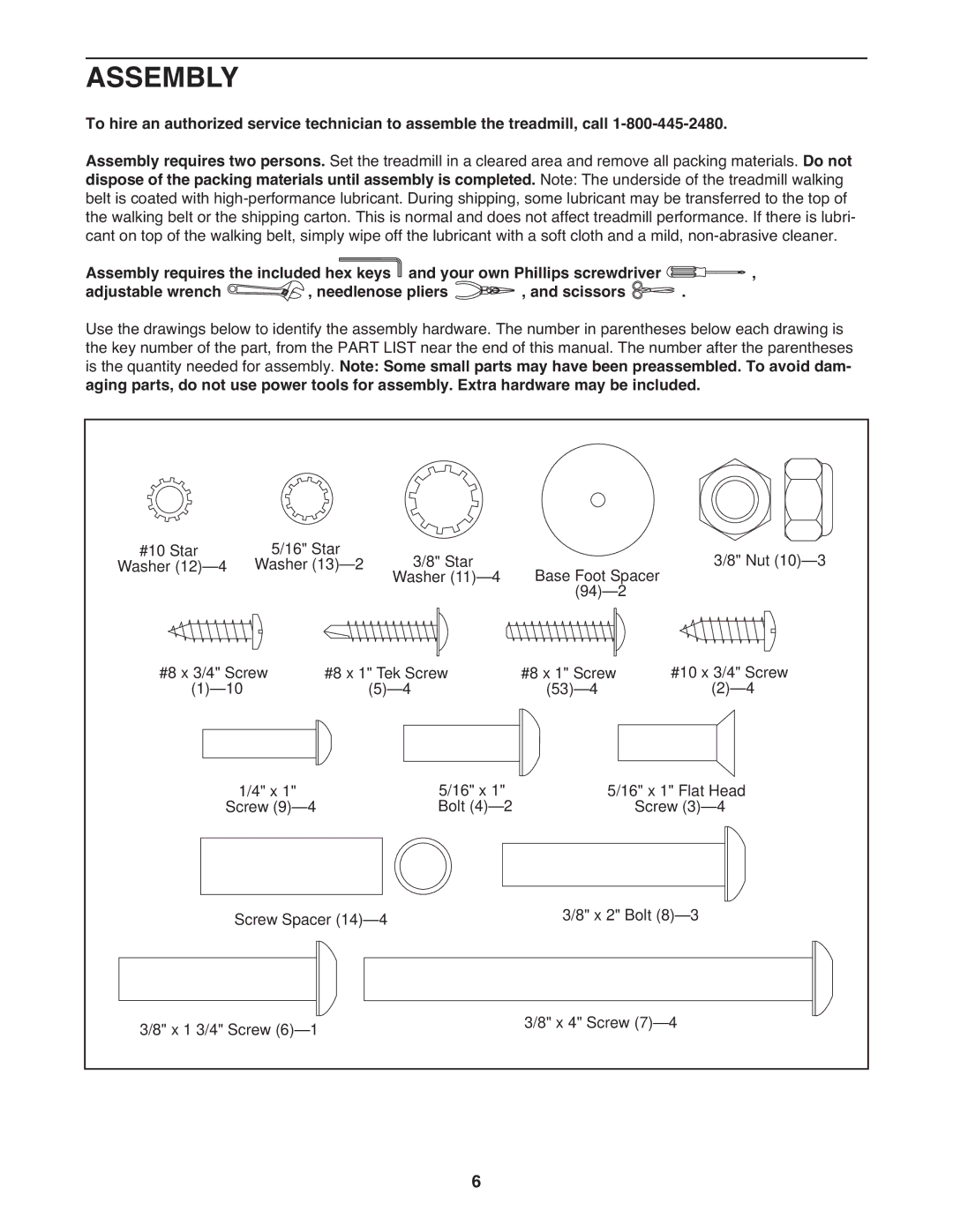 ProForm PFTL49621.0 warranty Assembly 