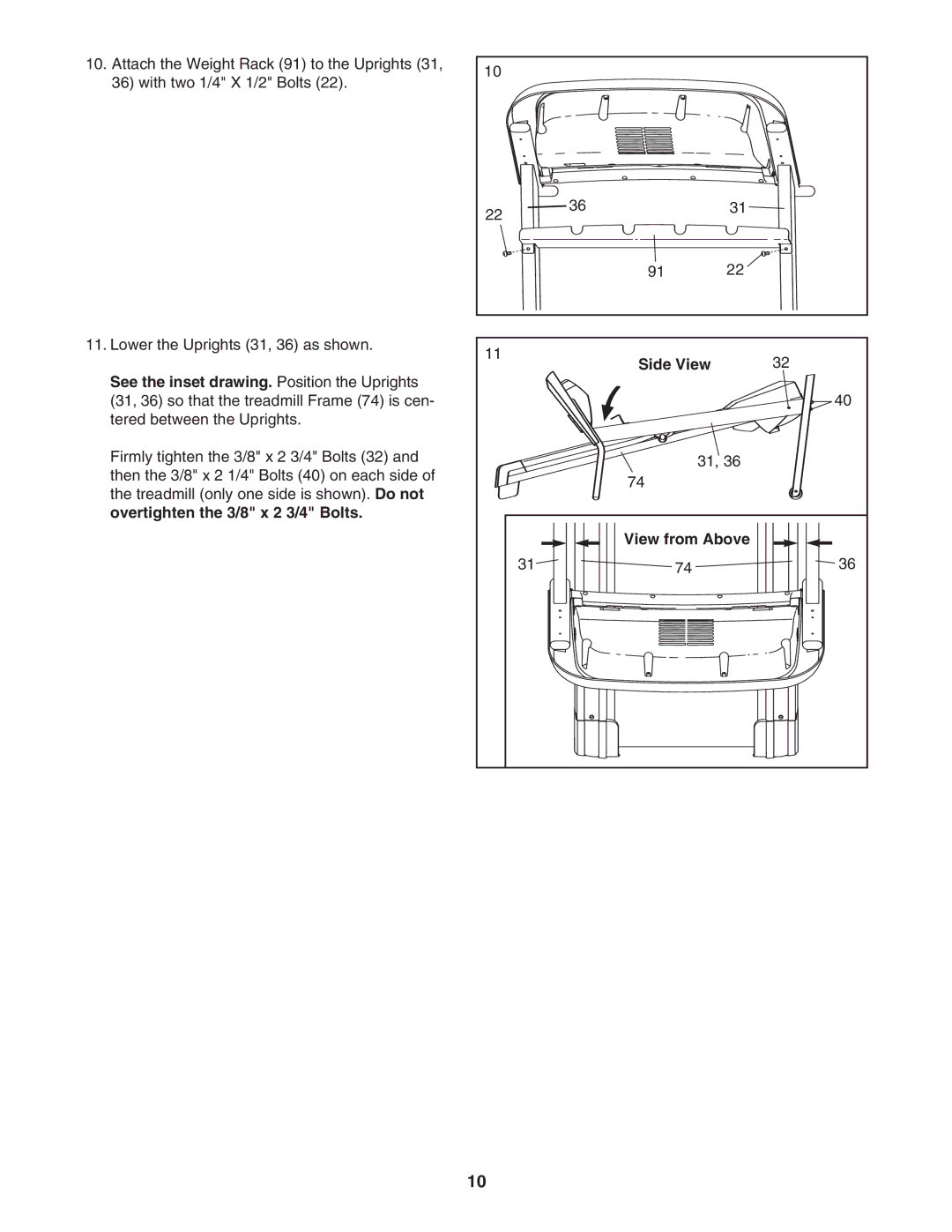 ProForm PFTL49707.0 user manual Side View View from Above 