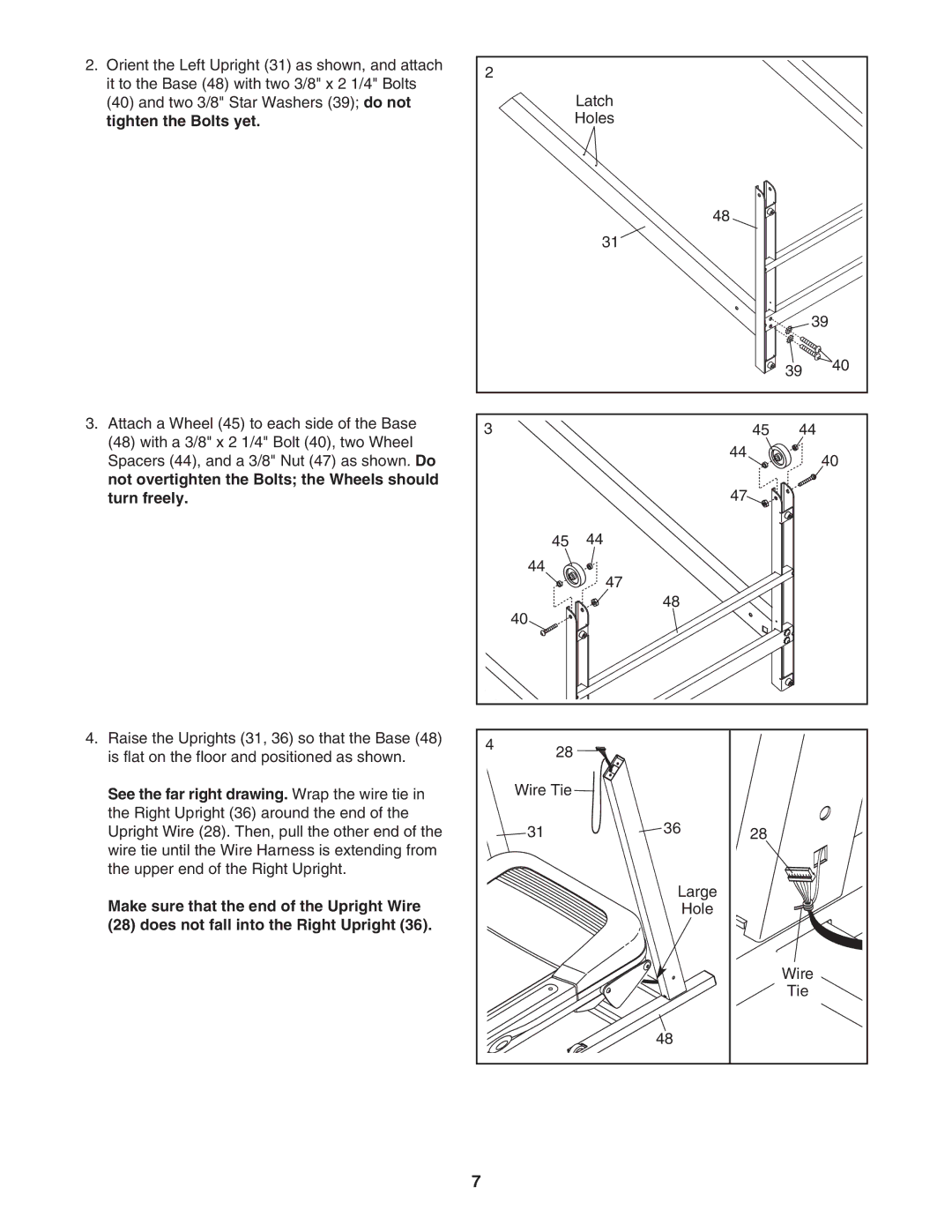 ProForm PFTL49707.0 user manual Latch Holes Wire Tie Large 