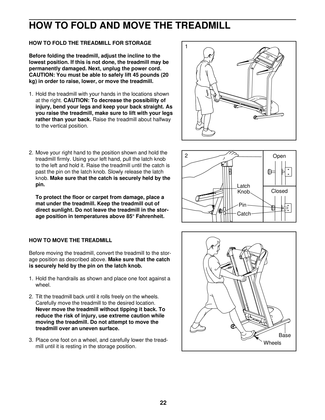 ProForm PFTL49720 HOW to Fold and Move the Treadmill, HOW to Fold the Treadmill for Storage, HOW to Move the Treadmill 