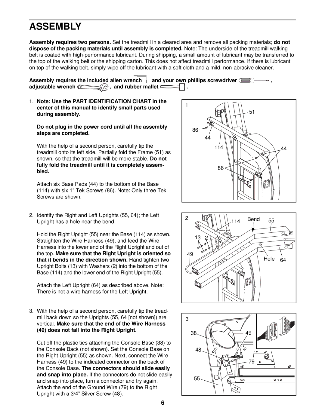 ProForm PFTL49721 user manual Assembly requires the included allen wrench 