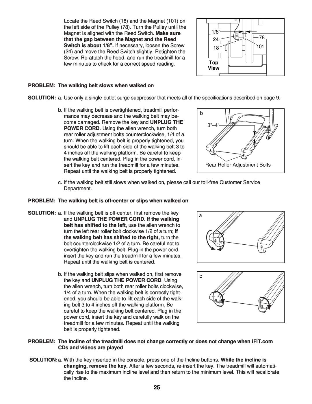 ProForm PFTL49721 user manual PROBLEM The walking belt slows when walked on, View 