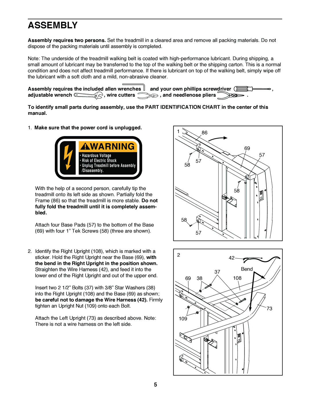 ProForm PFTL49820 user manual Assembly 