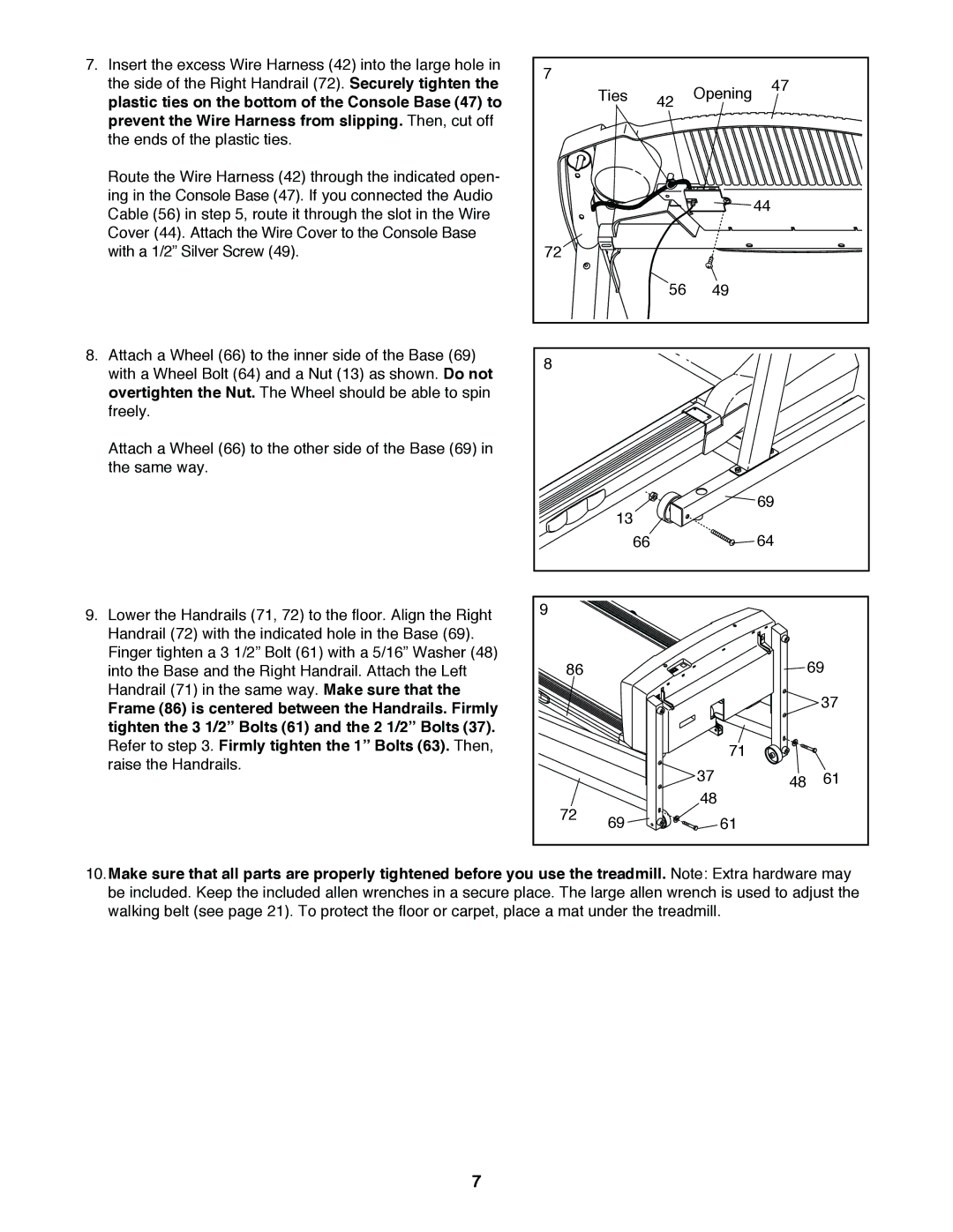 ProForm PFTL49820 user manual Ties Opening 