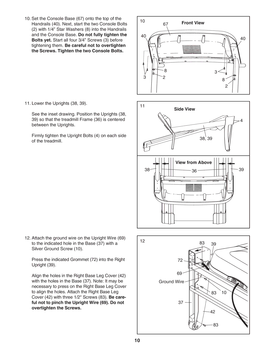 ProForm PFTL49906.0 user manual Front View, Side View View from Above 