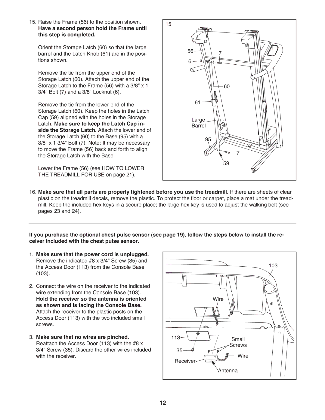 ProForm PFTL49908.0 user manual Make sure that no wires are pinched 