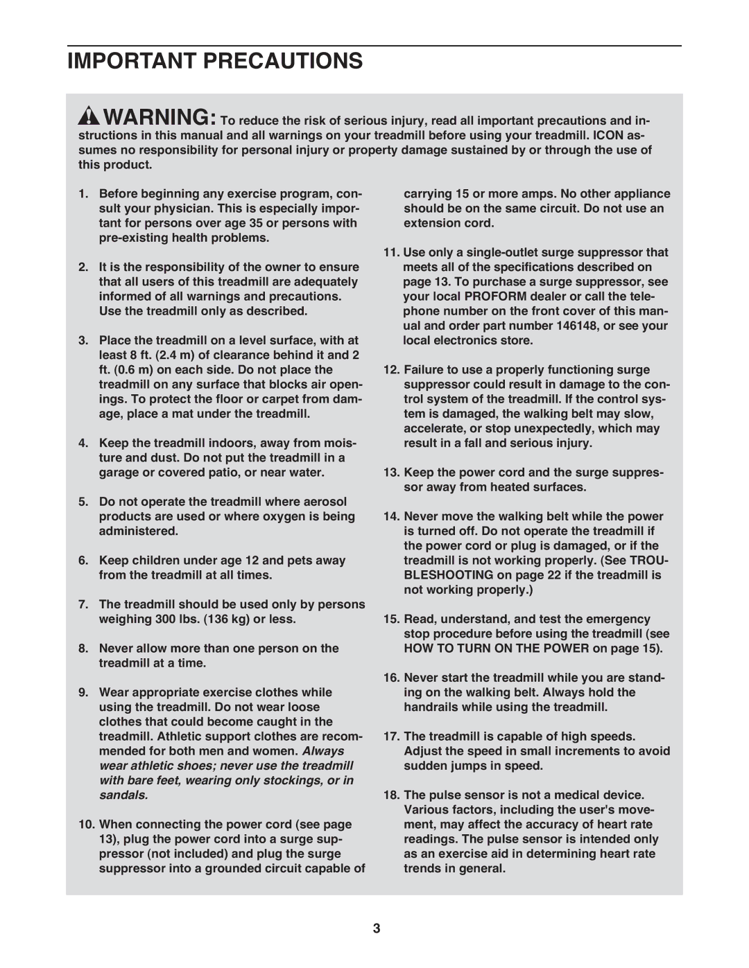 ProForm PFTL49908.0 user manual Important Precautions 