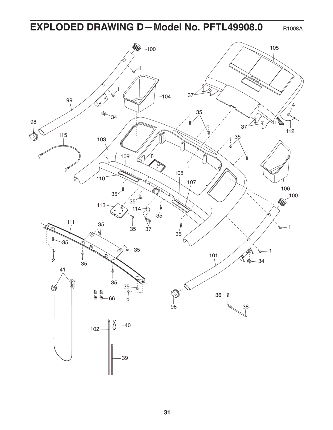 ProForm user manual Exploded Drawing D-Model No. PFTL49908.0 