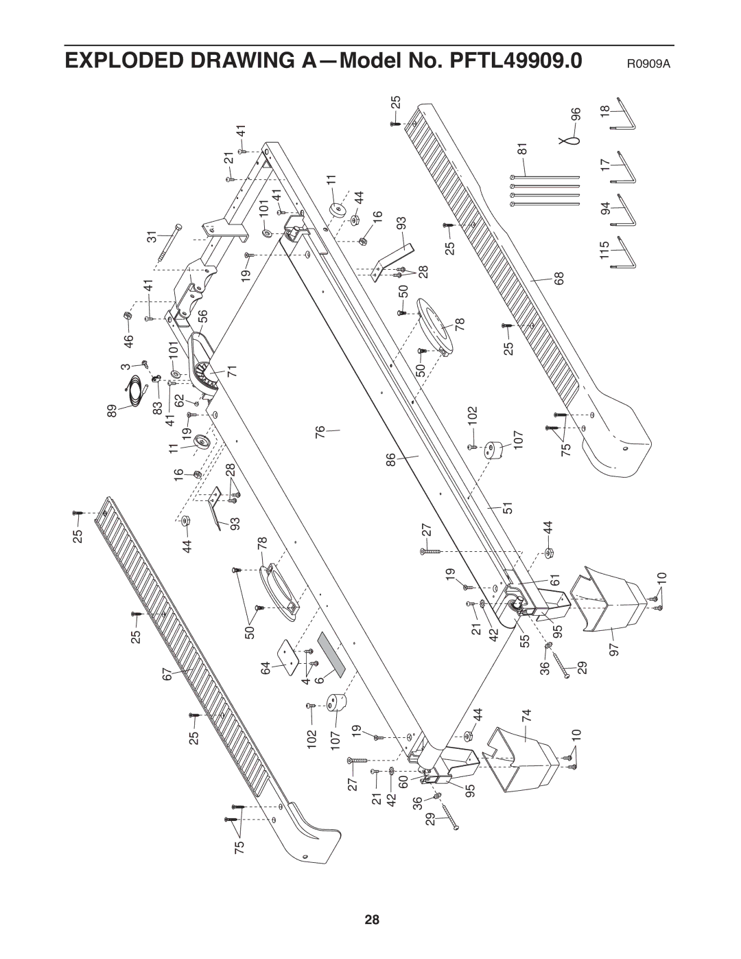 ProForm user manual Exploded Drawing A-Model No. PFTL49909.0 R0909A 