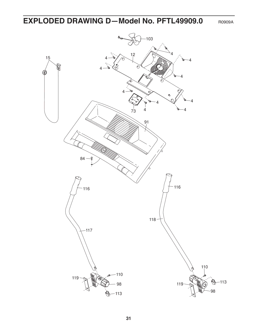 ProForm user manual Exploded Drawing D-Model No. PFTL49909.0 R0909A 