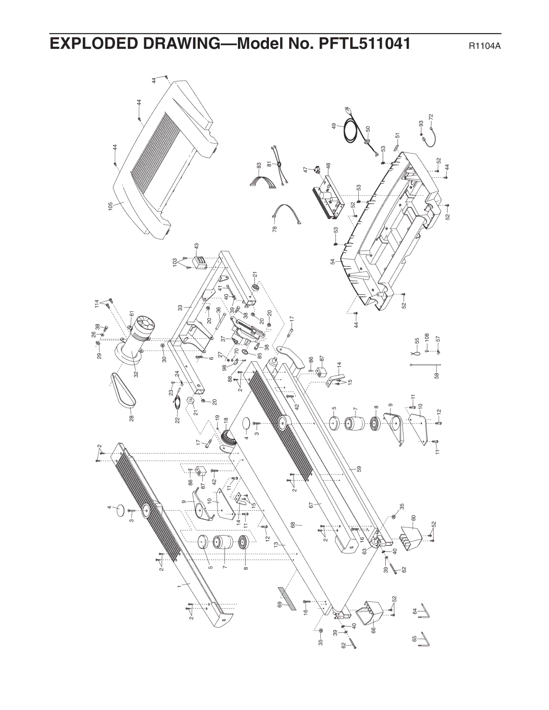 ProForm user manual Exploded DRAWING-Model No. PFTL511041 