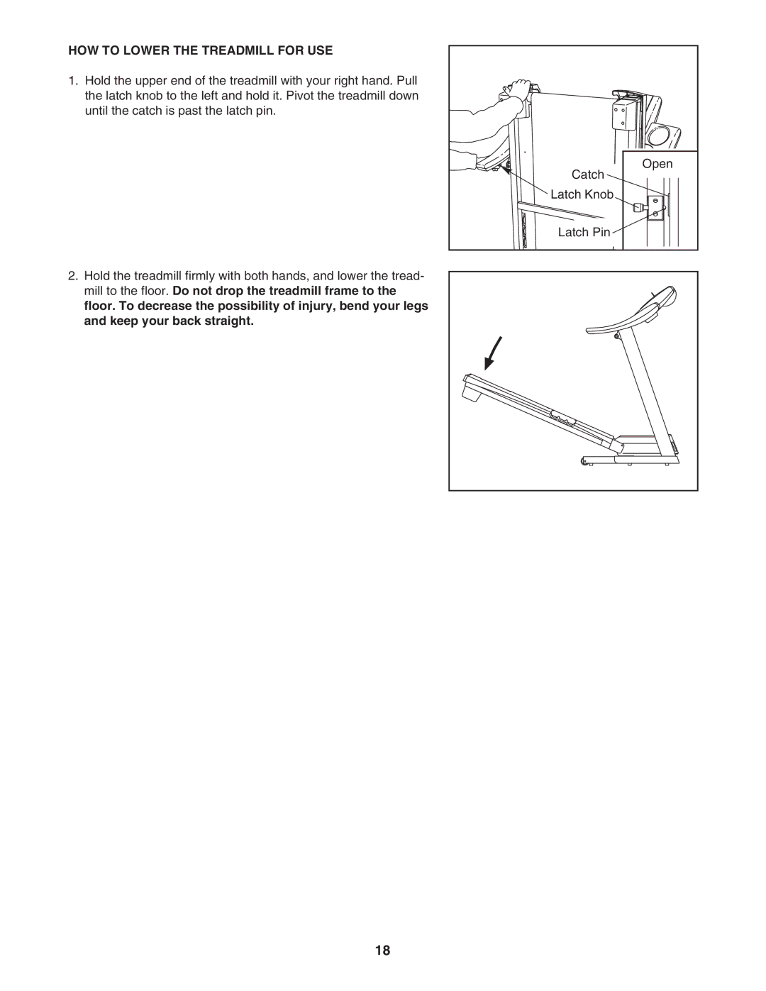 ProForm PFTL51105.0 user manual HOW to Lower the Treadmill for USE 