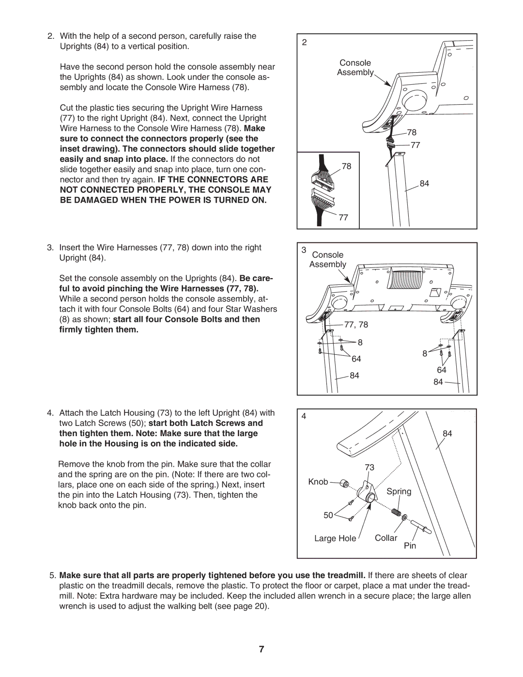 ProForm PFTL51105.0 user manual Knob Spring Large Hole Collar Pin 