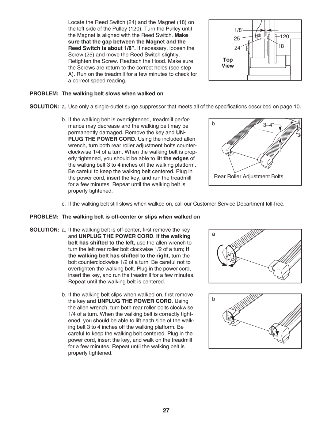 ProForm PFTL512040 user manual Top View Problem The walking belt slows when walked on 