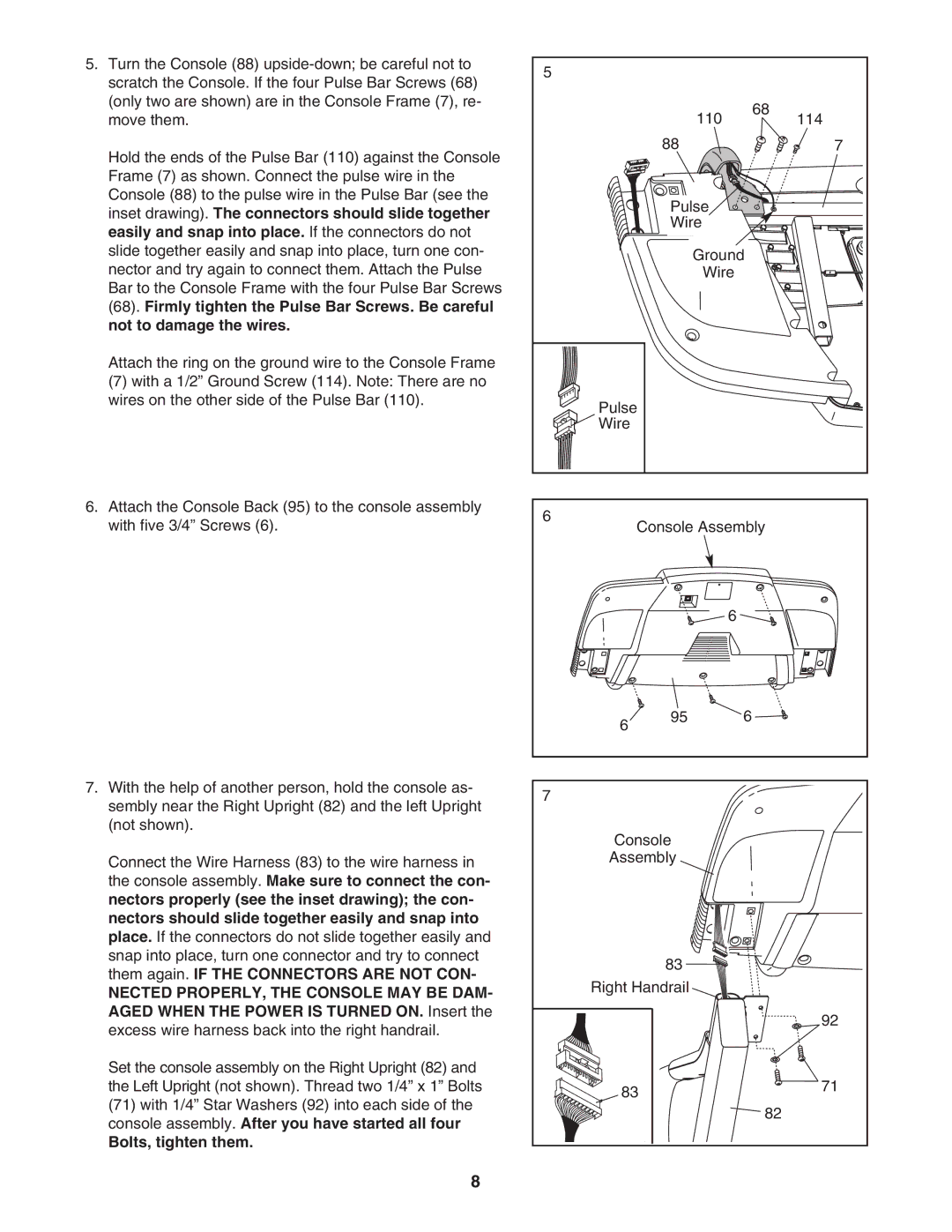 ProForm PFTL512040 user manual Bolts, tighten them 