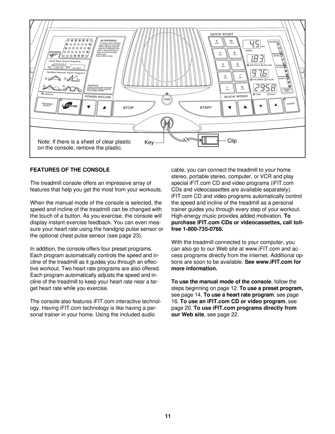 ProForm PFTL51330 user manual Features of the Console, Free, Steps beginning on, See 