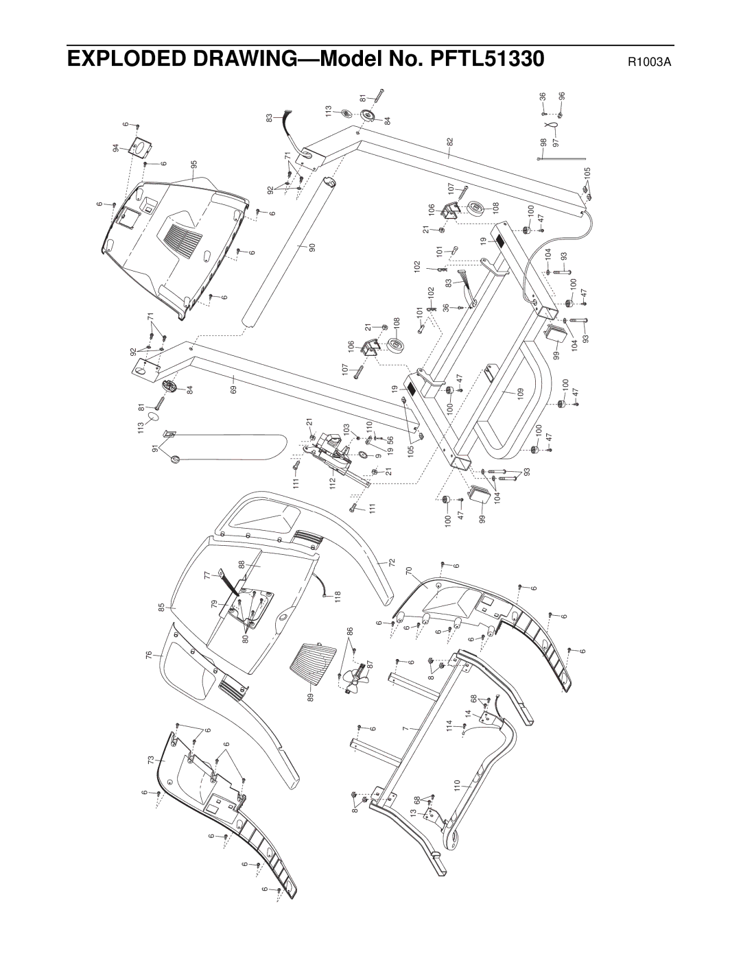 ProForm user manual Exploded DRAWING-Model No. PFTL51330 