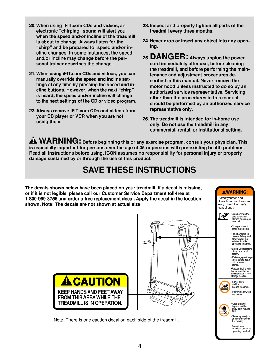 ProForm PFTL51330 user manual Never drop or insert any object into any open- ing 