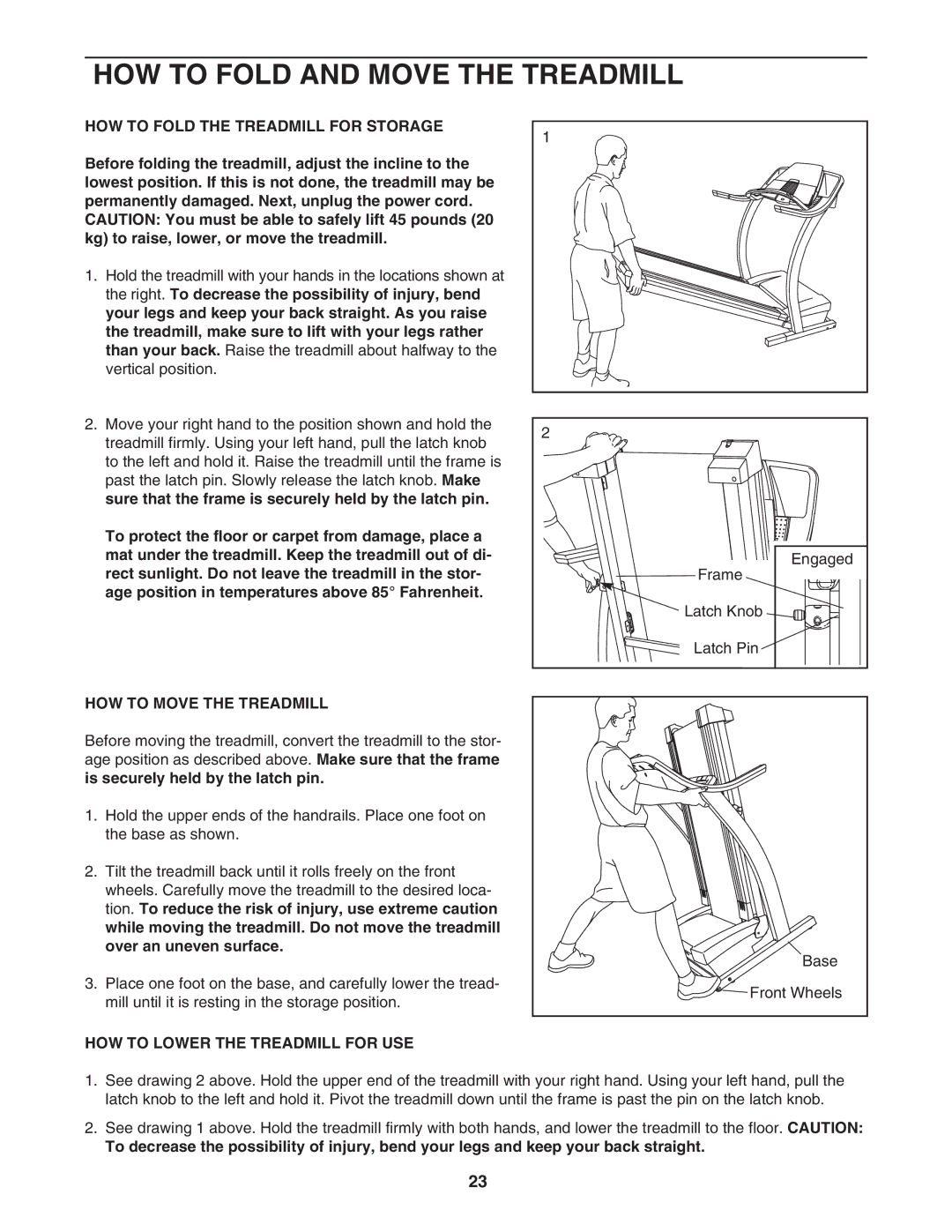 ProForm PFTL517040 HOW to Fold and Move the Treadmill, HOW to Fold the Treadmill for Storage, HOW to Move the Treadmill 