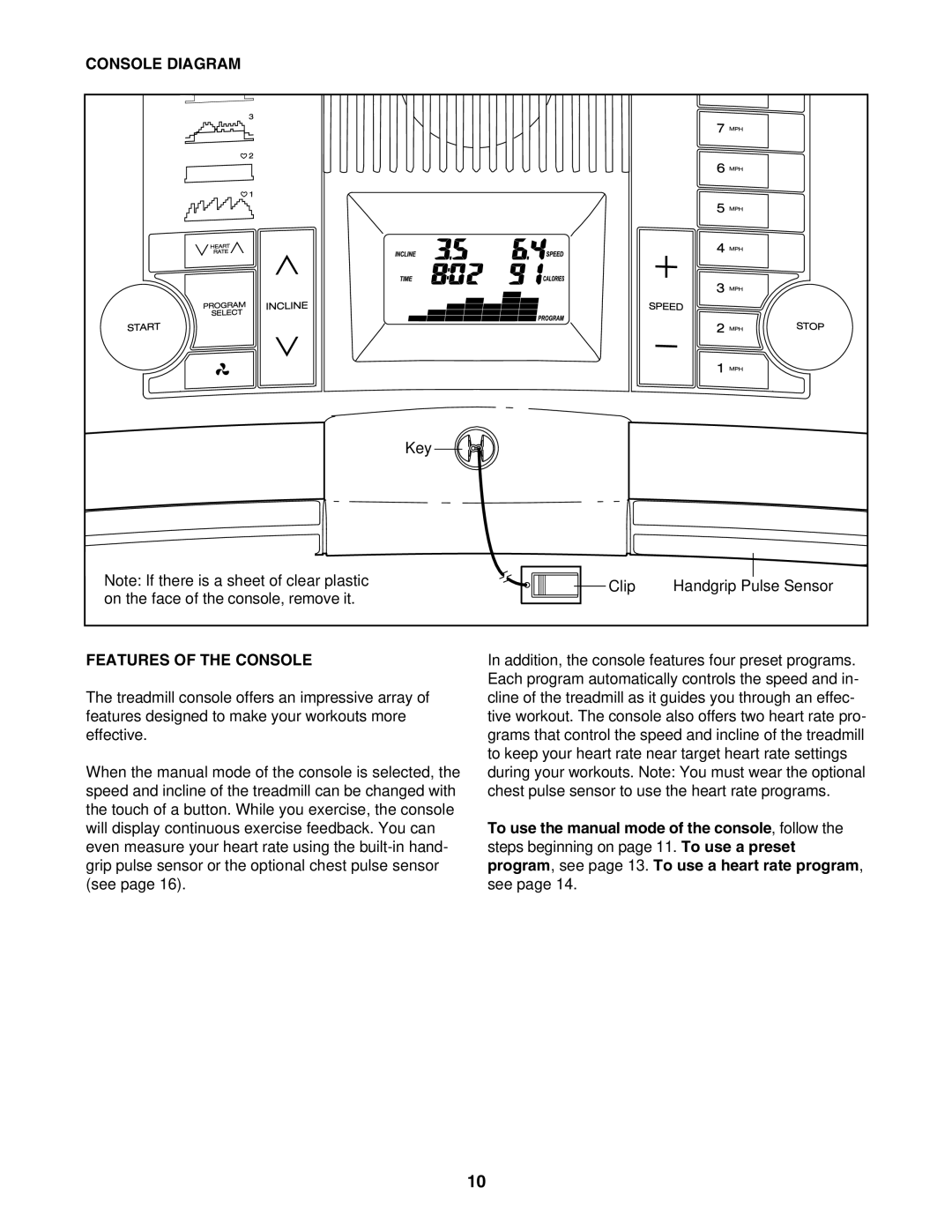 ProForm PFTL52105.0 user manual Console Diagram, Features of the Console 