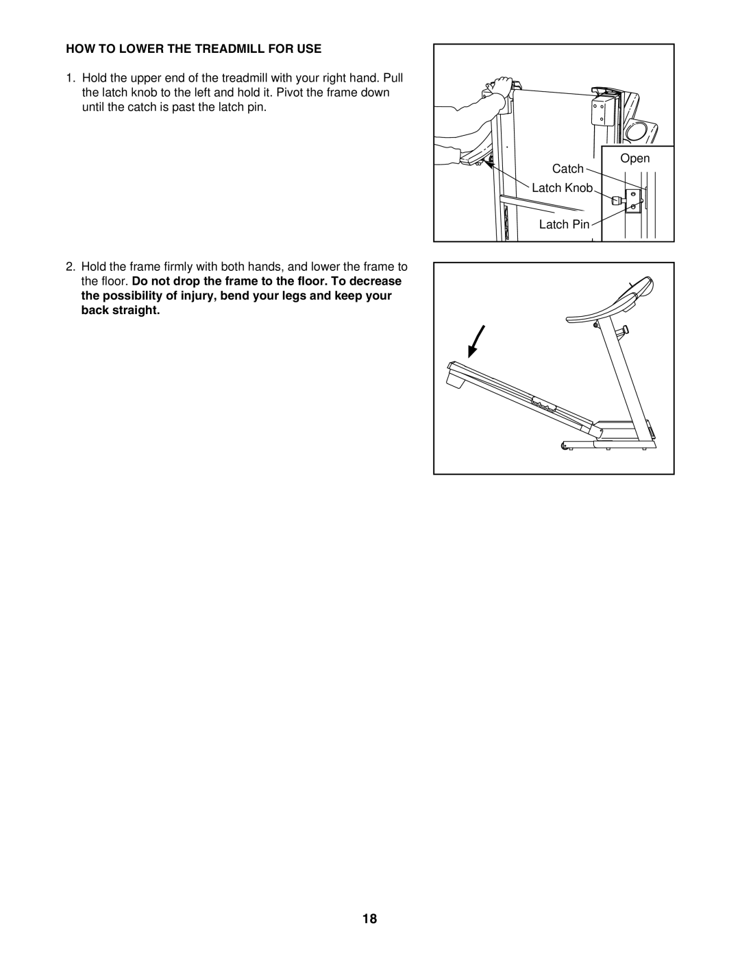 ProForm PFTL52105.0 user manual HOW to Lower the Treadmill for USE 