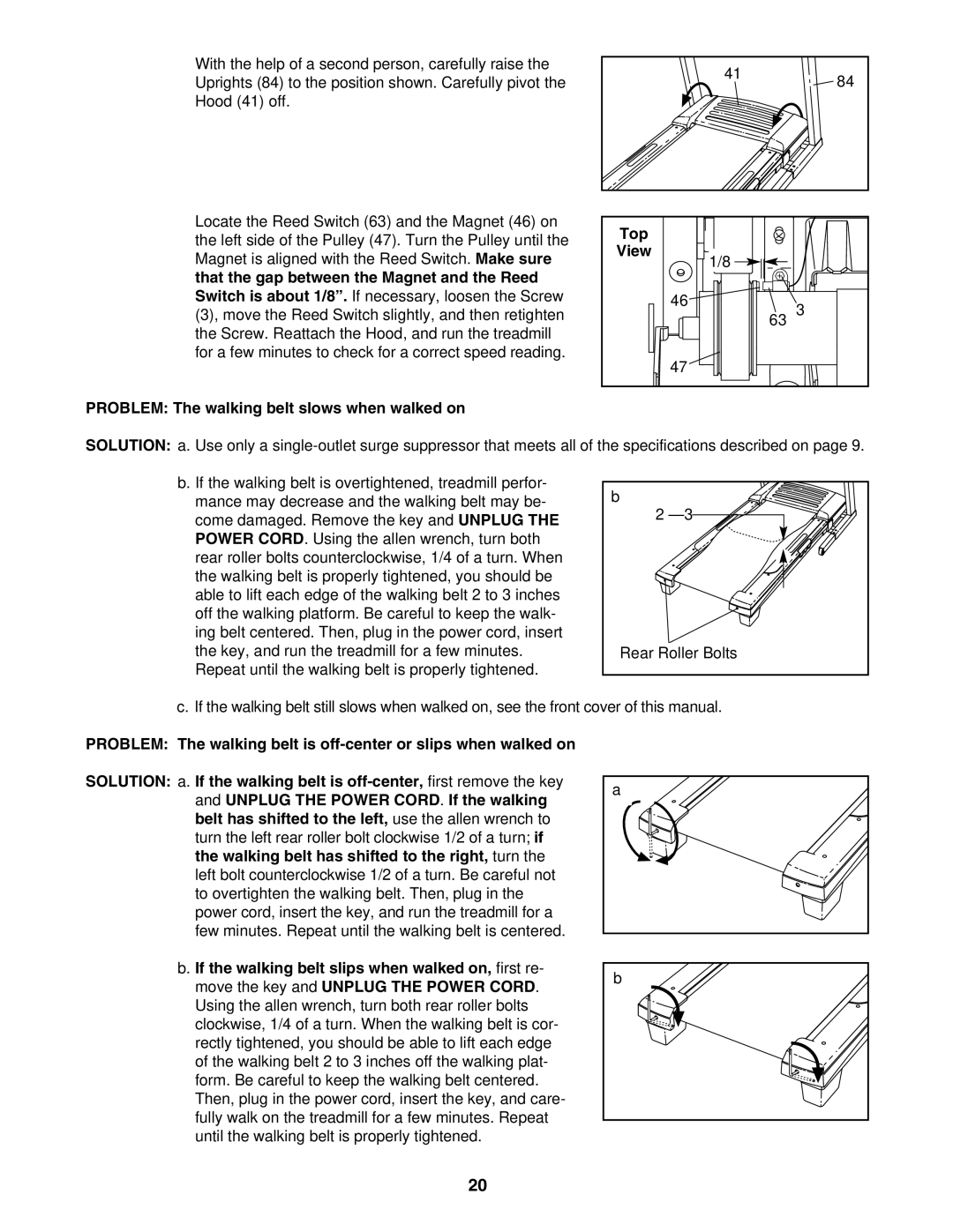 ProForm PFTL52105.0 user manual Problem The walking belt slows when walked on Top 