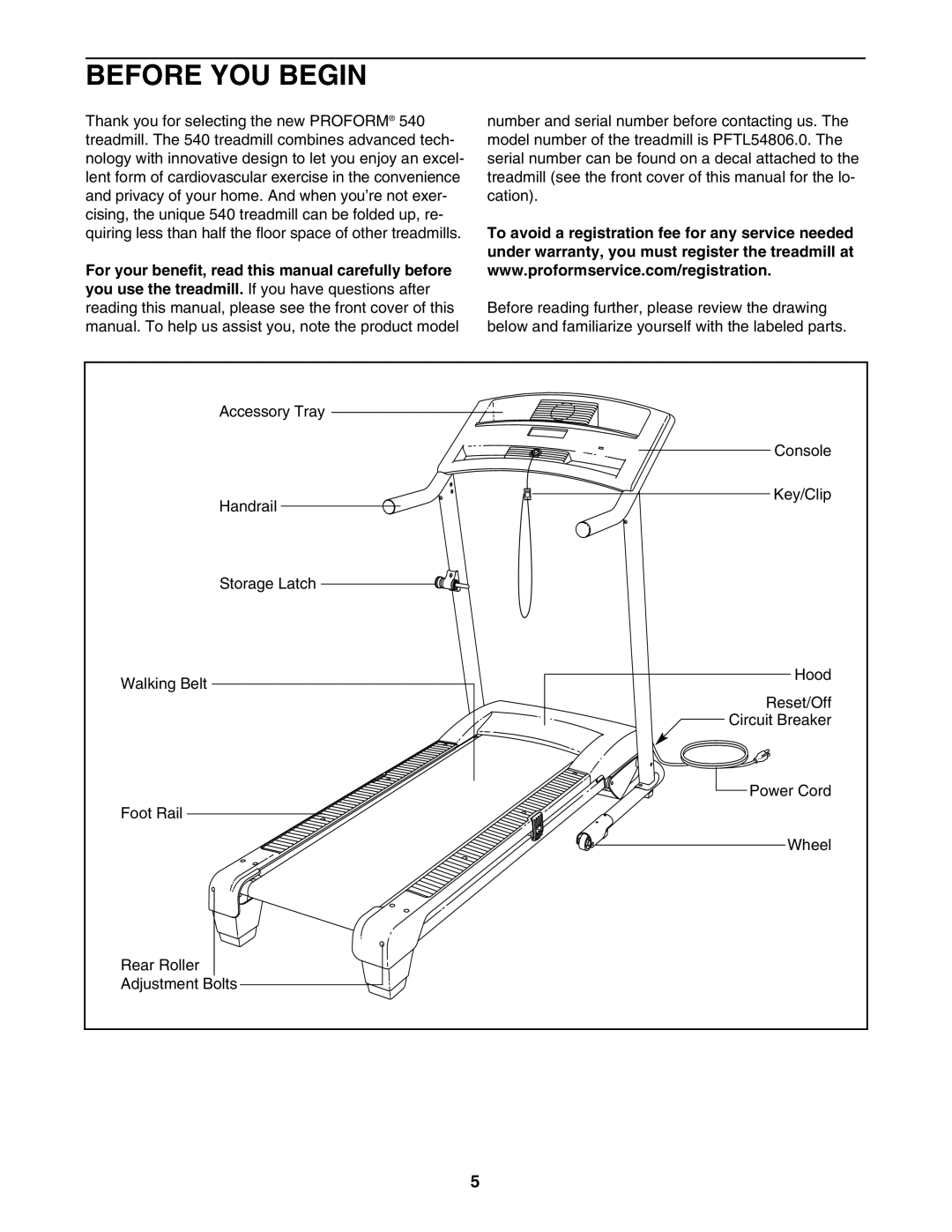 ProForm PFTL54806.0 user manual Before YOU Begin 