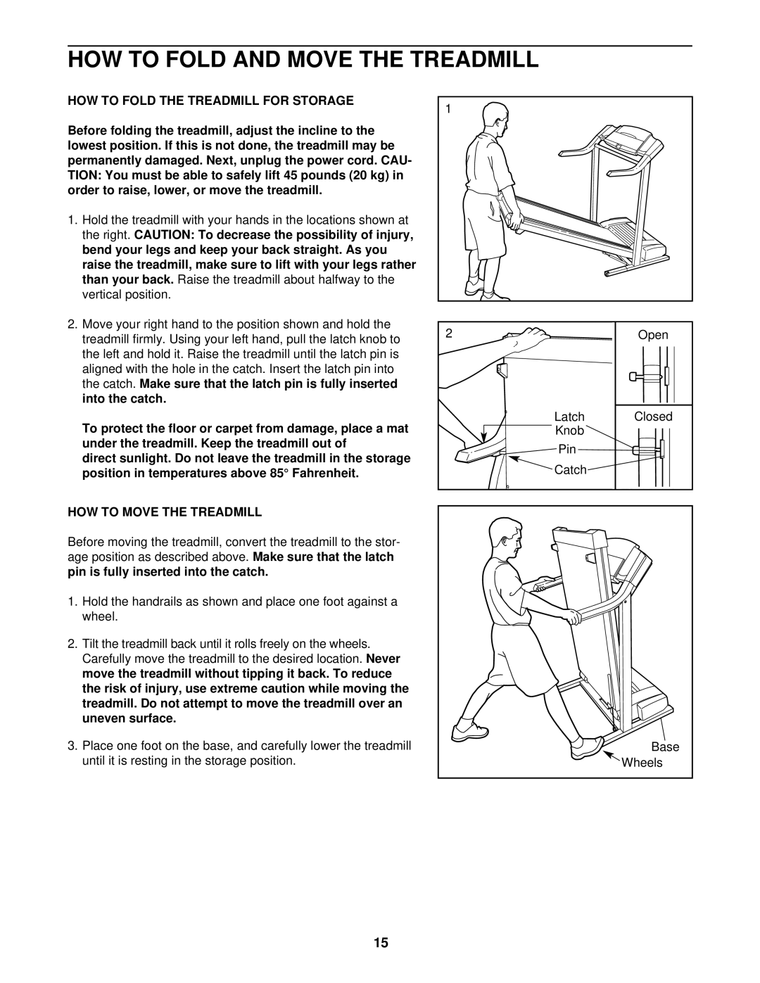 ProForm PFTL55810 HOW to Fold and Move the Treadmill, HOW to Fold the Treadmill for Storage, HOW to Move the Treadmill 