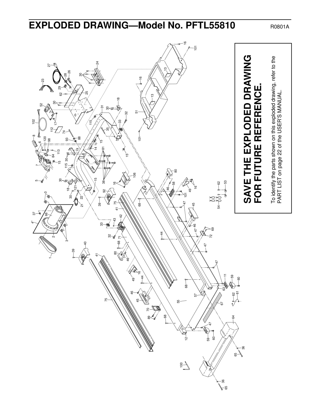 ProForm user manual Save the Exploded Drawing for Future Reference, No. PFTL55810 