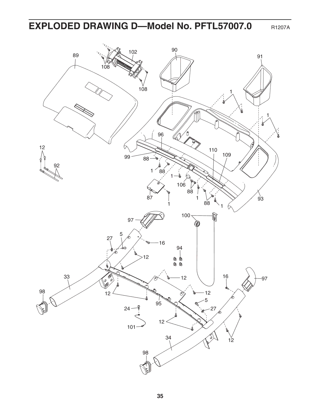 ProForm user manual Exploded Drawing D-Model No. PFTL57007.0 R1207A 