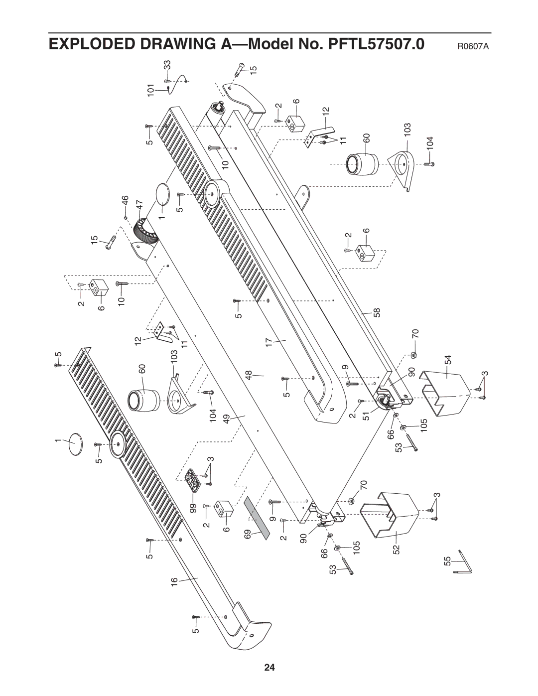 ProForm PFTL57507.0 user manual 101 33 Explodeddrawing 