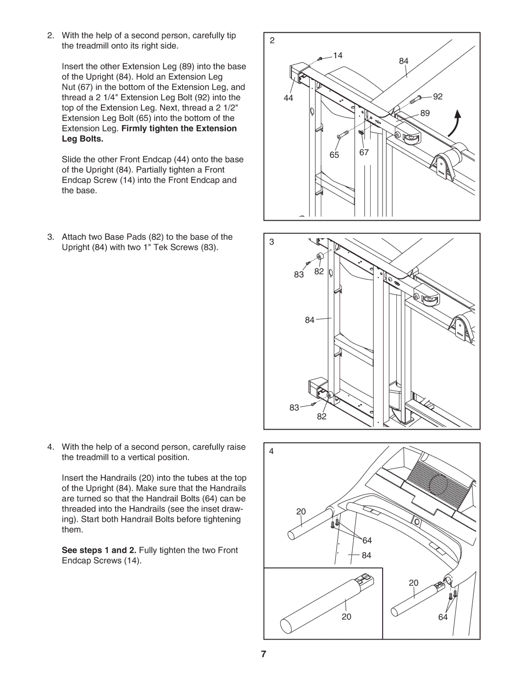 ProForm PFTL57507.0 user manual Extension Leg. Firmly tighten the Extension Leg Bolts 