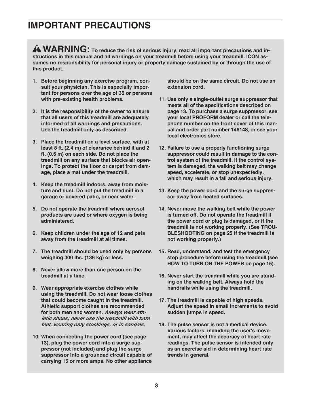 ProForm PFTL57807.0 user manual Important Precautions 