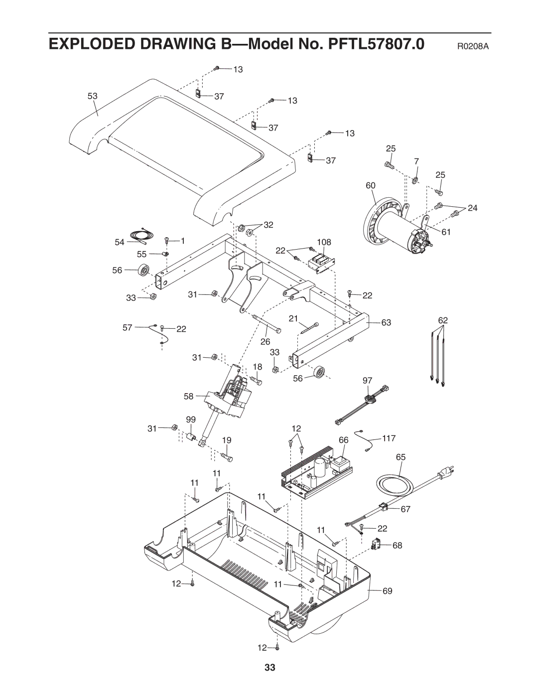 ProForm user manual Exploded Drawing B-Model No. PFTL57807.0 R0208A 