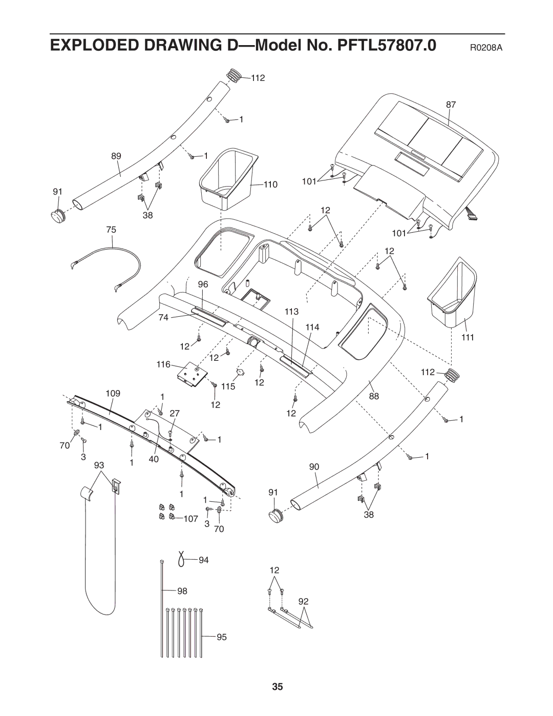 ProForm user manual Exploded Drawing D-Model No. PFTL57807.0 R0208A 