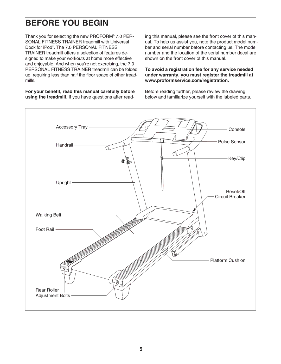 ProForm PFTL57807.0 user manual Before YOU Begin 