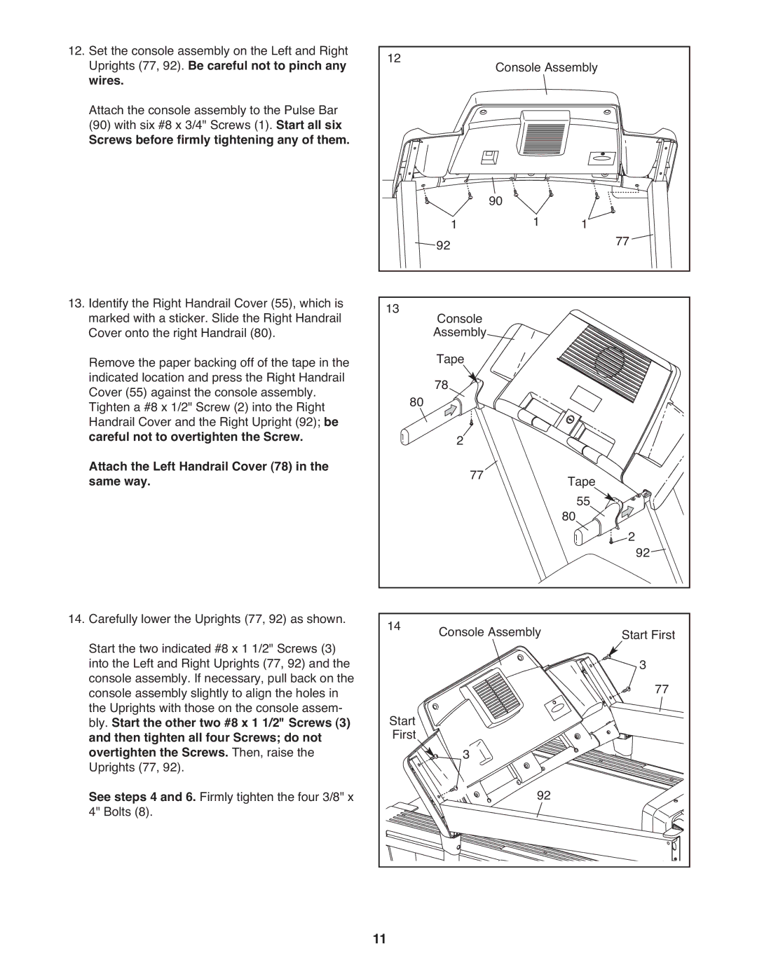 ProForm PFTL57908.0 manual Screws before firmly tightening any of them, Overtighten the Screws. Then, raise 